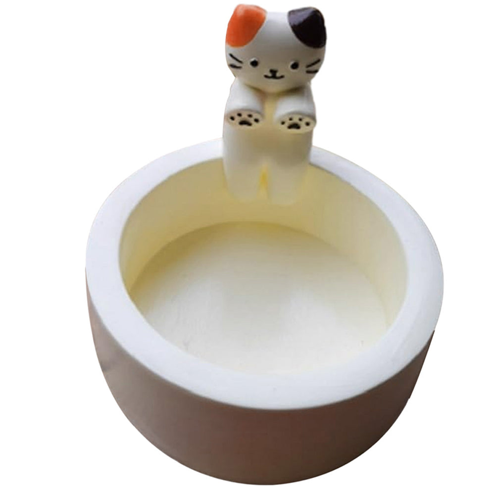 Kitten Candle Holder Cartoon Kitty Warming Its Paws Cute Scented Light Holder