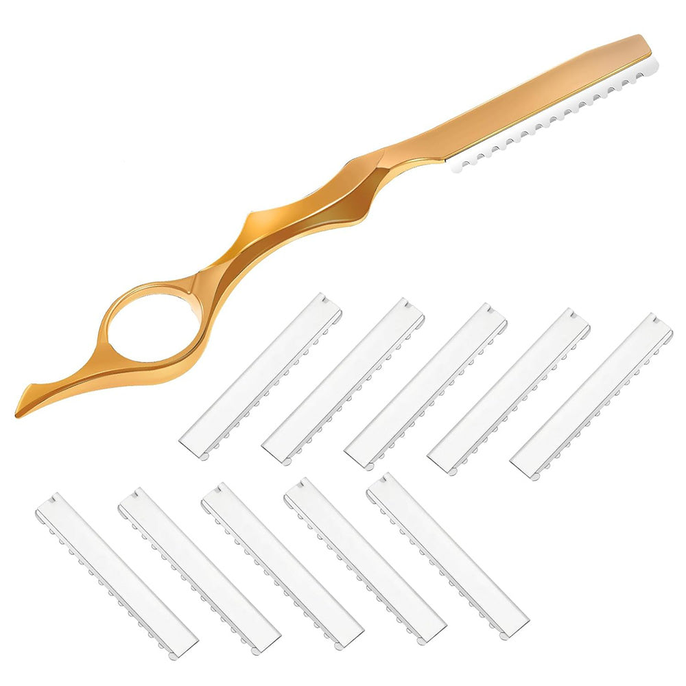 Hair Thinning Razor with 10 Replacement Blades for Professional Salon and Home Use
