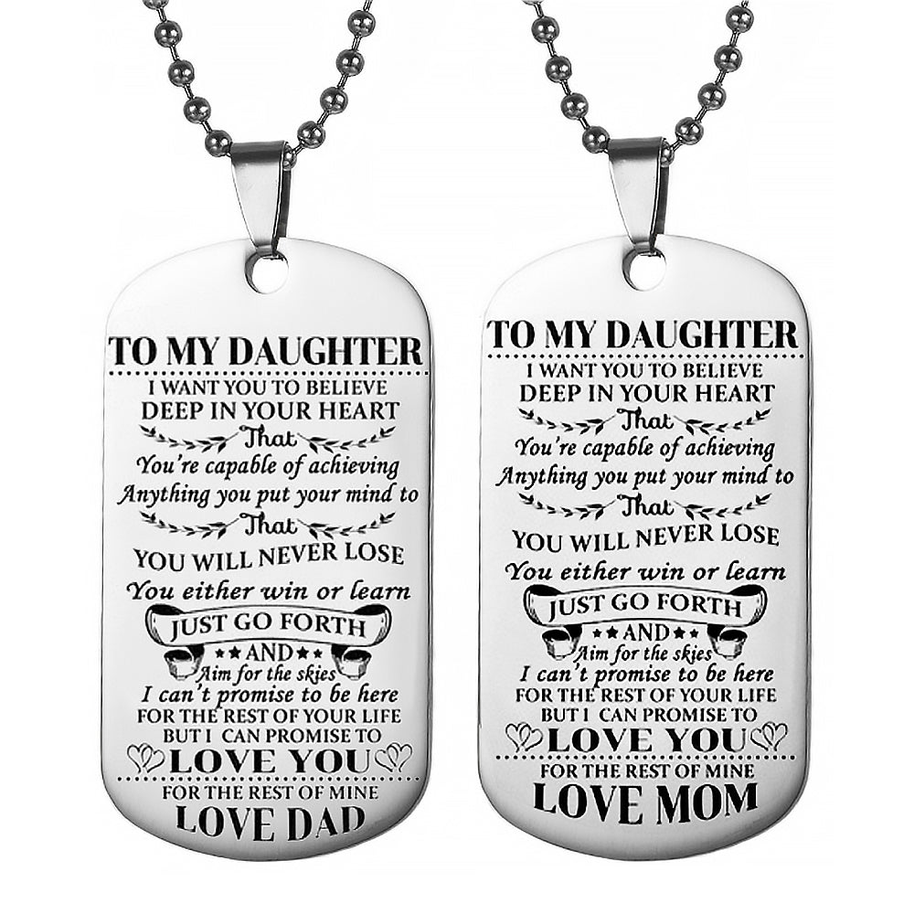 2Pcs To My Daughter Inspirational Necklace Gift-Parents For Daughter
