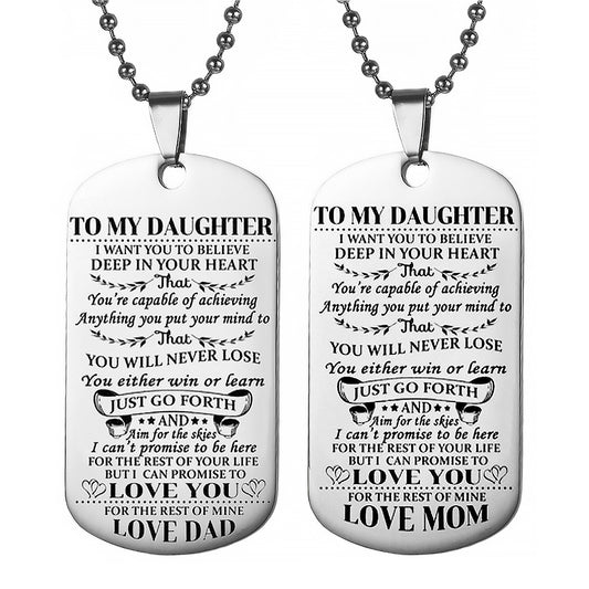 2Pcs To My Daughter Inspirational Necklace Gift-Parents For Daughter