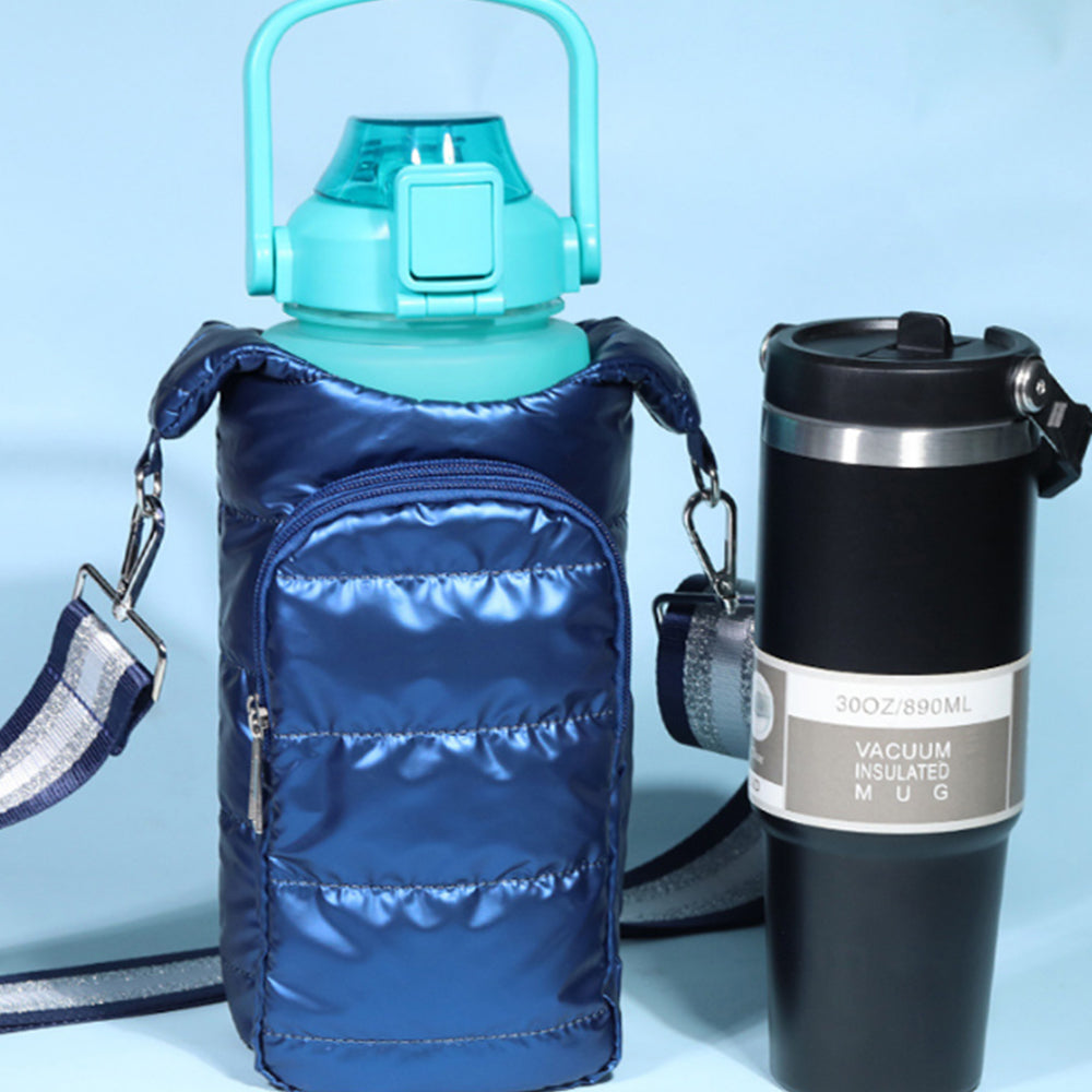 2Pcs Adjustable Quilted Water Bottle Carrier Bag