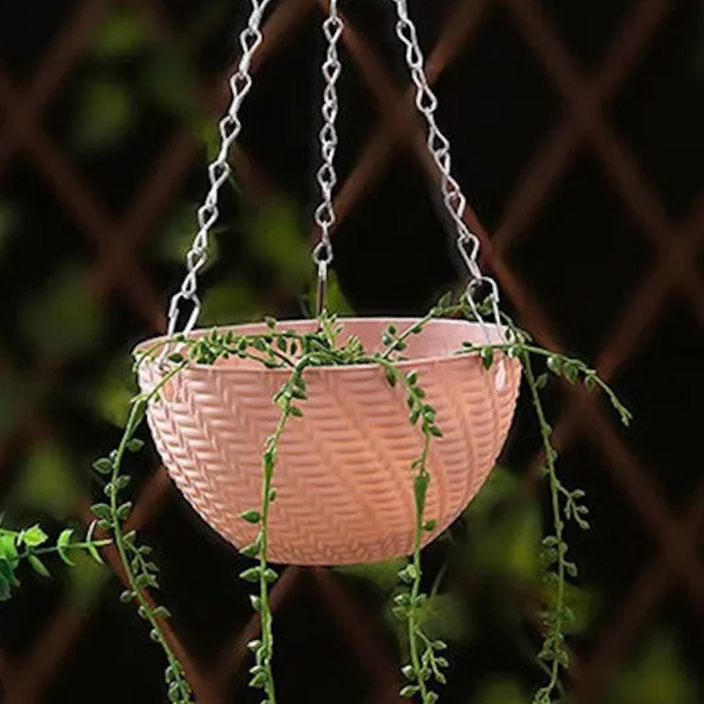 2Pcs Hanging Flower Basket with Drainage Holes and Chain