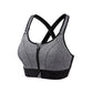 Adjustable Supportive Sports Bra with Front Zipper for Women-Grey