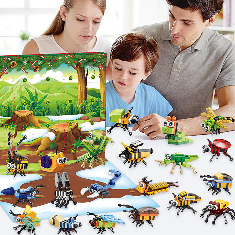 Christmas Advent Calendar Insect Dinosaur Building Blocks Toy Countdown Calendar Xmas Blind Box