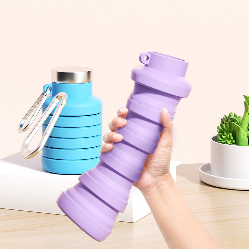 500ml Collapsible Silicone Water Bottle with Hanging Hole for Outdoor Office