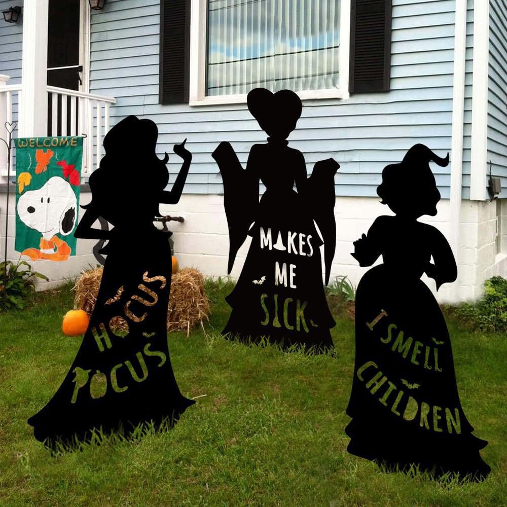 3Pcs Halloween Party Hocus Pocus Witch Yard Garden Sign Stakes