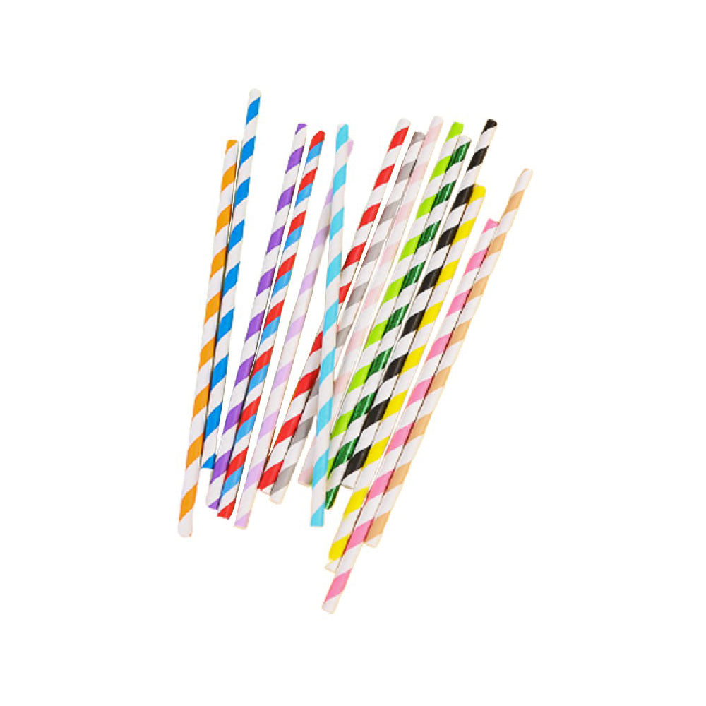 200 Pcs Paper Straws Biodegradable Disposable Drinking Straws Multi Colored