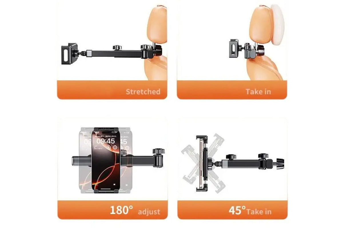 Car Headrest Tablet Holder for Back Seat Adjustable 360 degree Mount for iPad & Phone