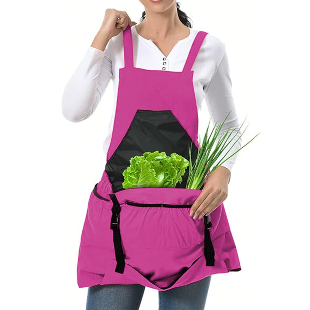 Gardening Tool Adjustable Strap Canvas Apron with Harvest Storage Pockets