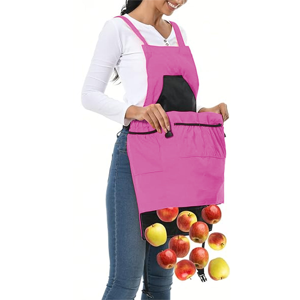 2Pcs Gardening Tool Adjustable Strap Canvas Apron with Harvest Storage Pockets