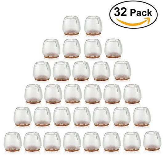 32pcs Silicone Chair Leg Caps Furniture Feet Cover Pads 25-29MM Round Legs
