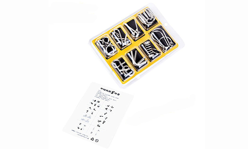 2 Set of Brain Teasers Metal Puzzles-16 Pack