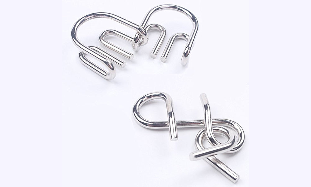 2 Set of Brain Teasers Metal Puzzles-16 Pack