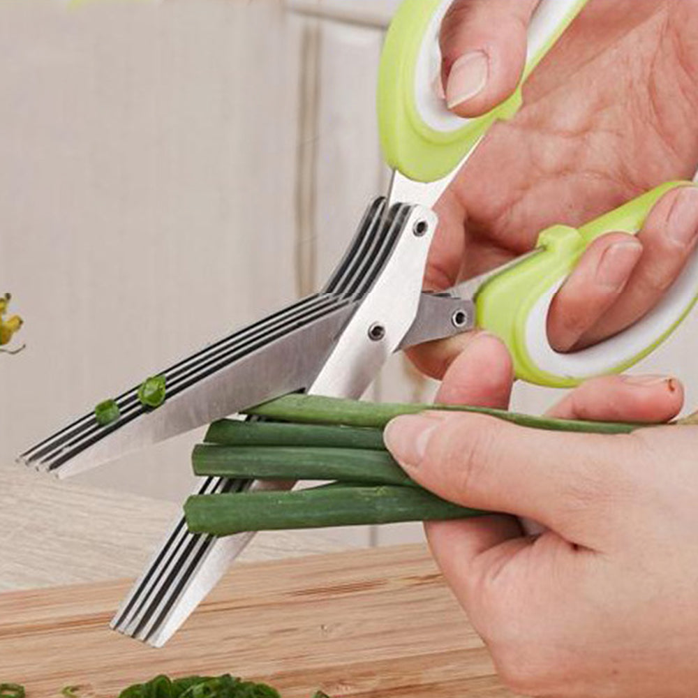 2Pcs Multipurpose 5-Blade Herb Dicing Scissors