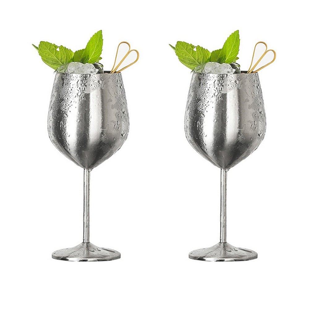 2-Pack Silver Stainless Steel Stemmed Wine Glass