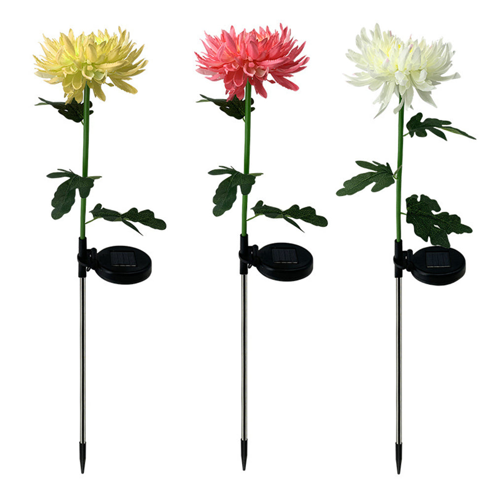 3Pcs Solar Power Chrysanthemum Ground Flower Light