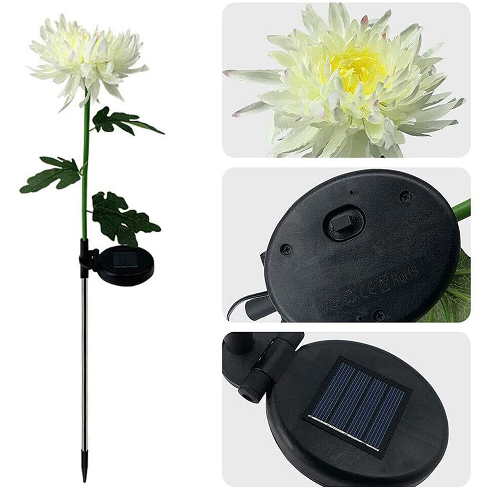 3Pcs Solar Power Chrysanthemum Ground Flower Light