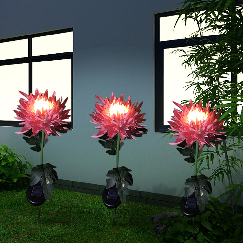 3Pcs Solar Power Chrysanthemum Ground Flower Light