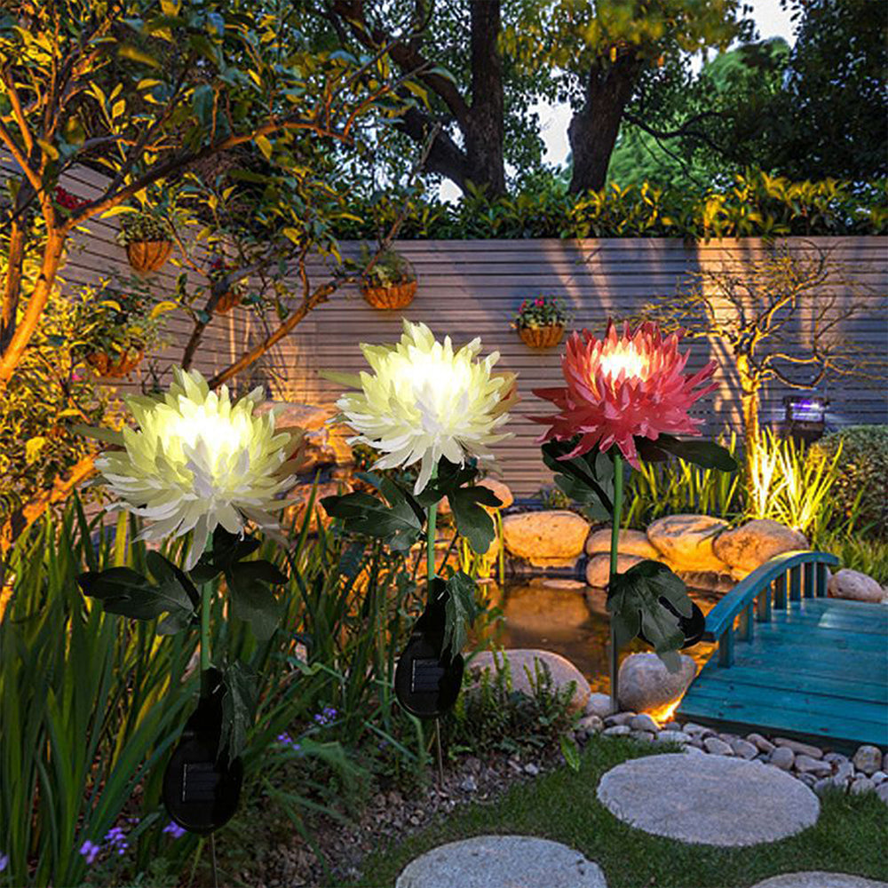 3Pcs Solar Power Chrysanthemum Ground Flower Light
