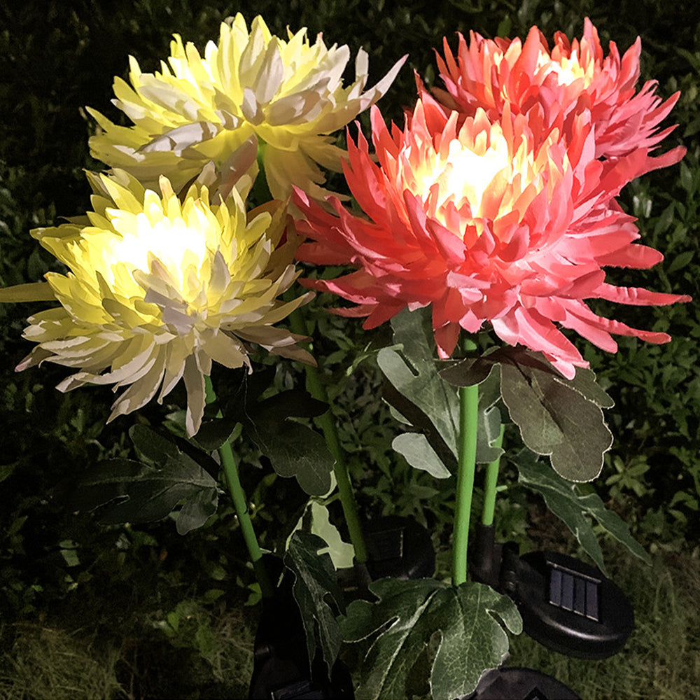 3Pcs Solar Power Chrysanthemum Ground Flower Light