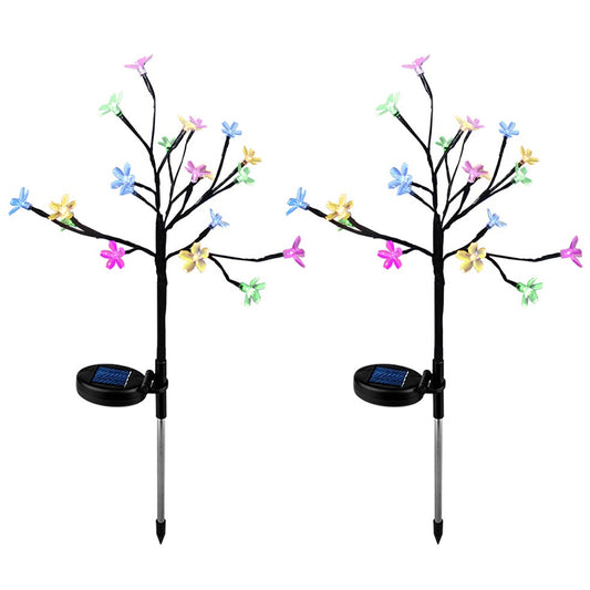 2Pcs RGB Solar Garden LED Flower Tree Light