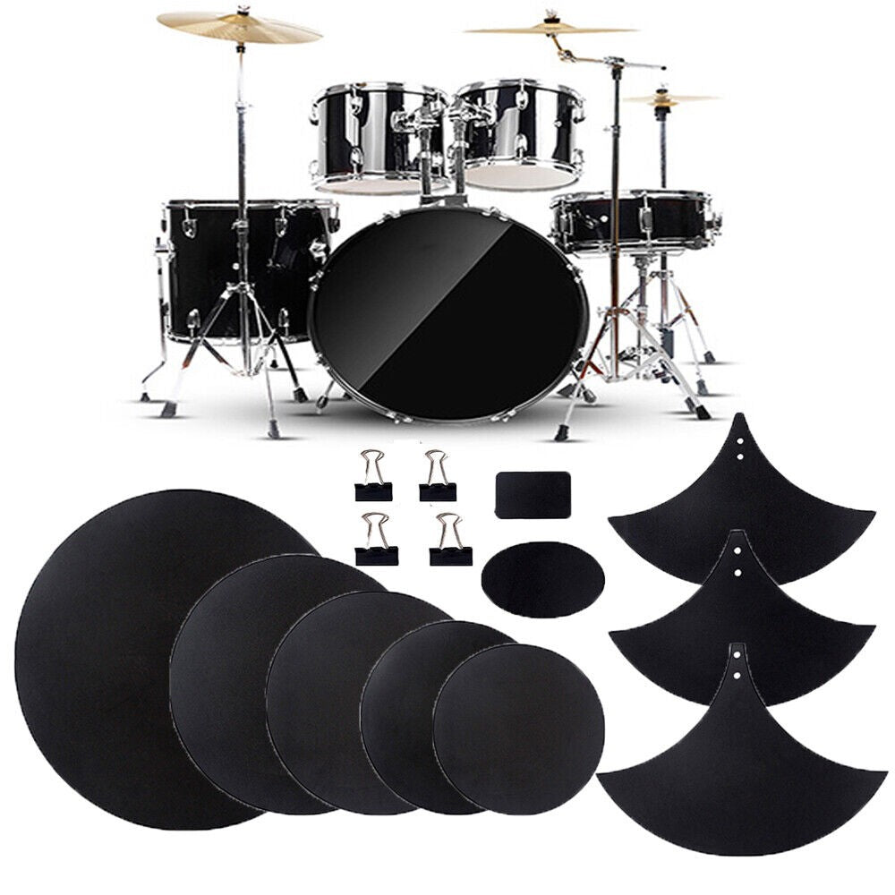 10Pcs Silencer Drumming Practice Pad Silencer Rubber Drum Mute Pads Kit