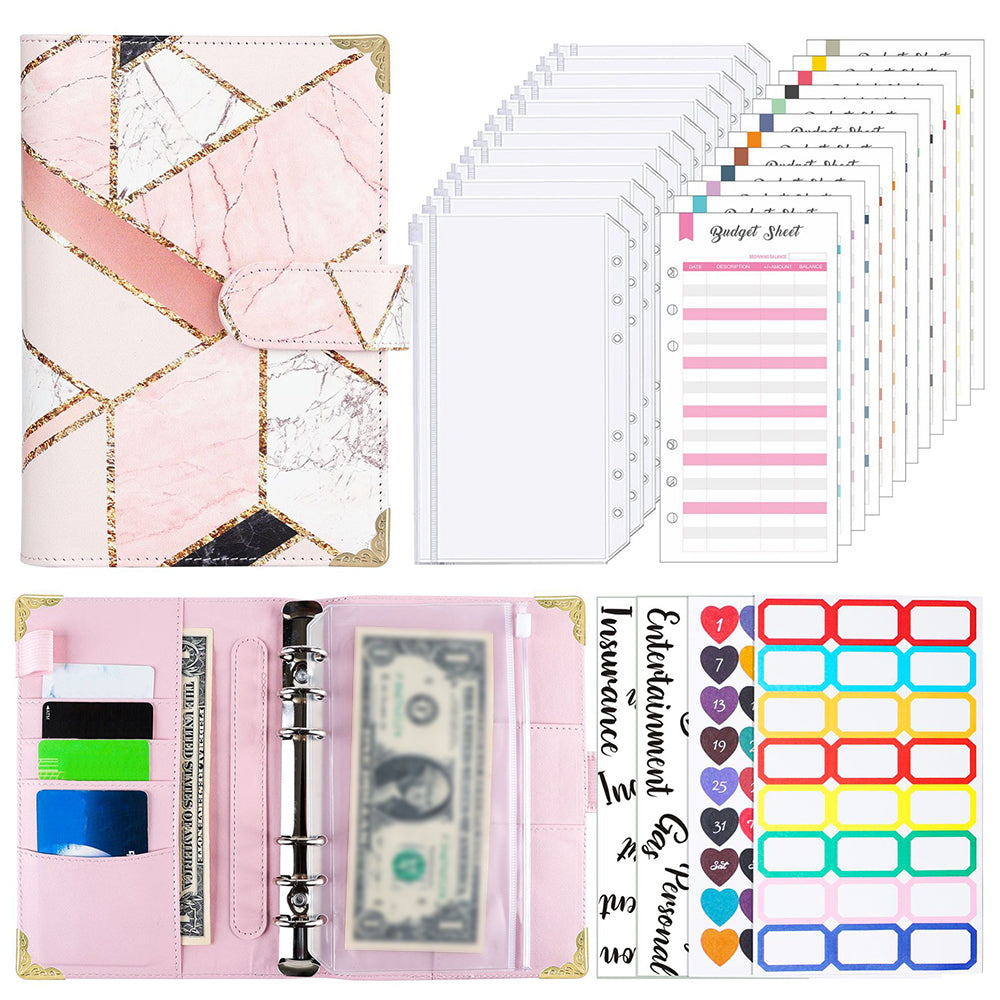 A6 Budget Binder Cash Envelopes Budget Planner with 12 Zipper Cash Envelopes