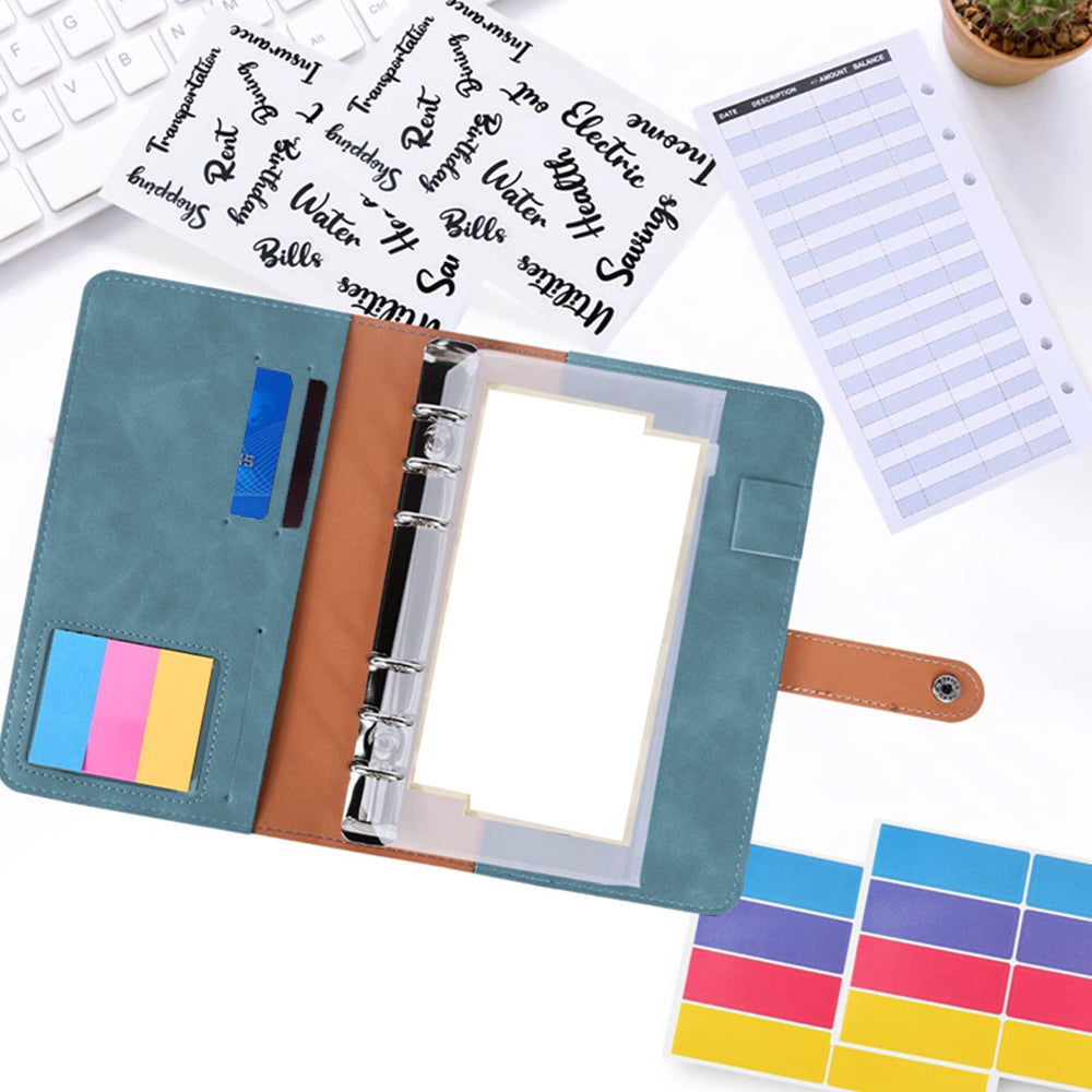 A6 Cash Budget Binder Accounting Book Zipper Bag with 12pcs Zipper Envelopes