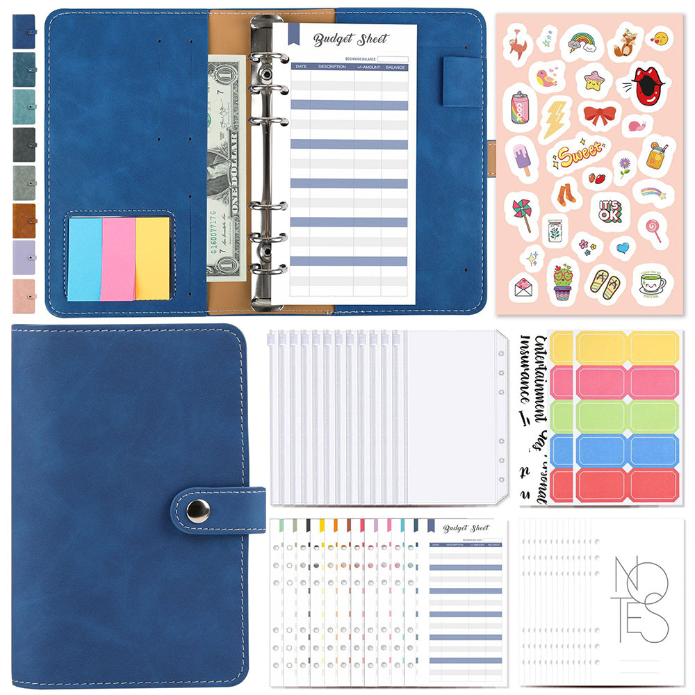 A6 Cash Budget Binder Accounting Book Zipper Bag with 12pcs Zipper Envelopes