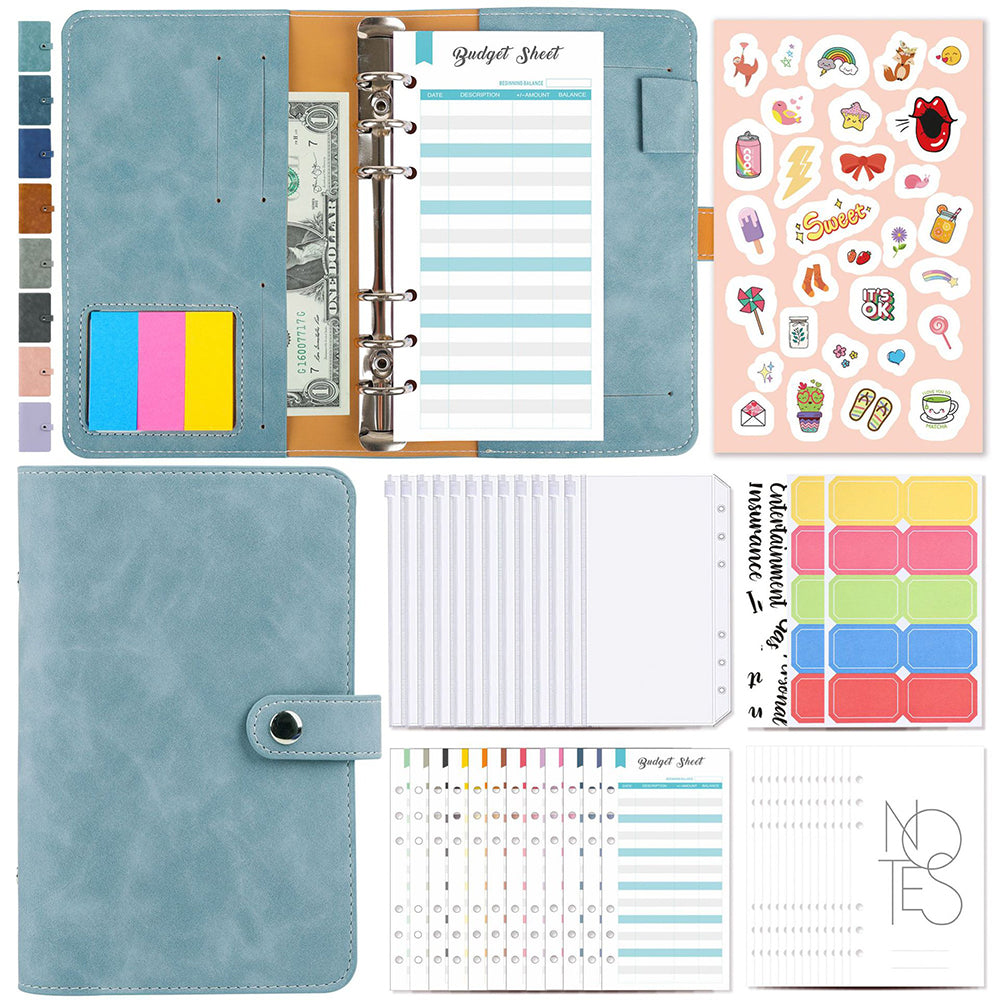 A6 Cash Budget Binder Accounting Book Zipper Bag with 12pcs Zipper Envelopes