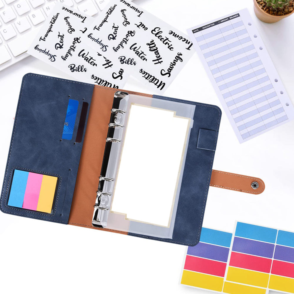 A6 Cash Budget Binder Accounting Book Zipper Bag with 12pcs Zipper Envelopes