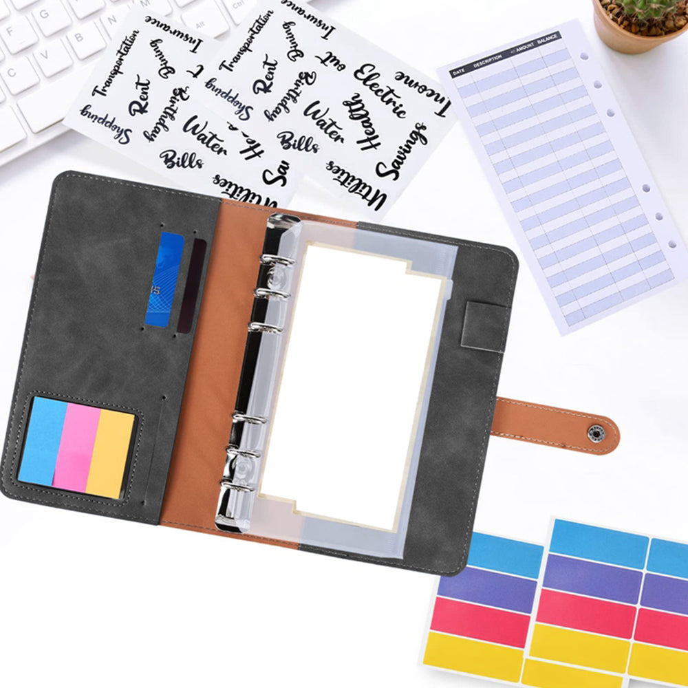 A6 Cash Budget Binder Accounting Book Zipper Bag with 12pcs Zipper Envelopes