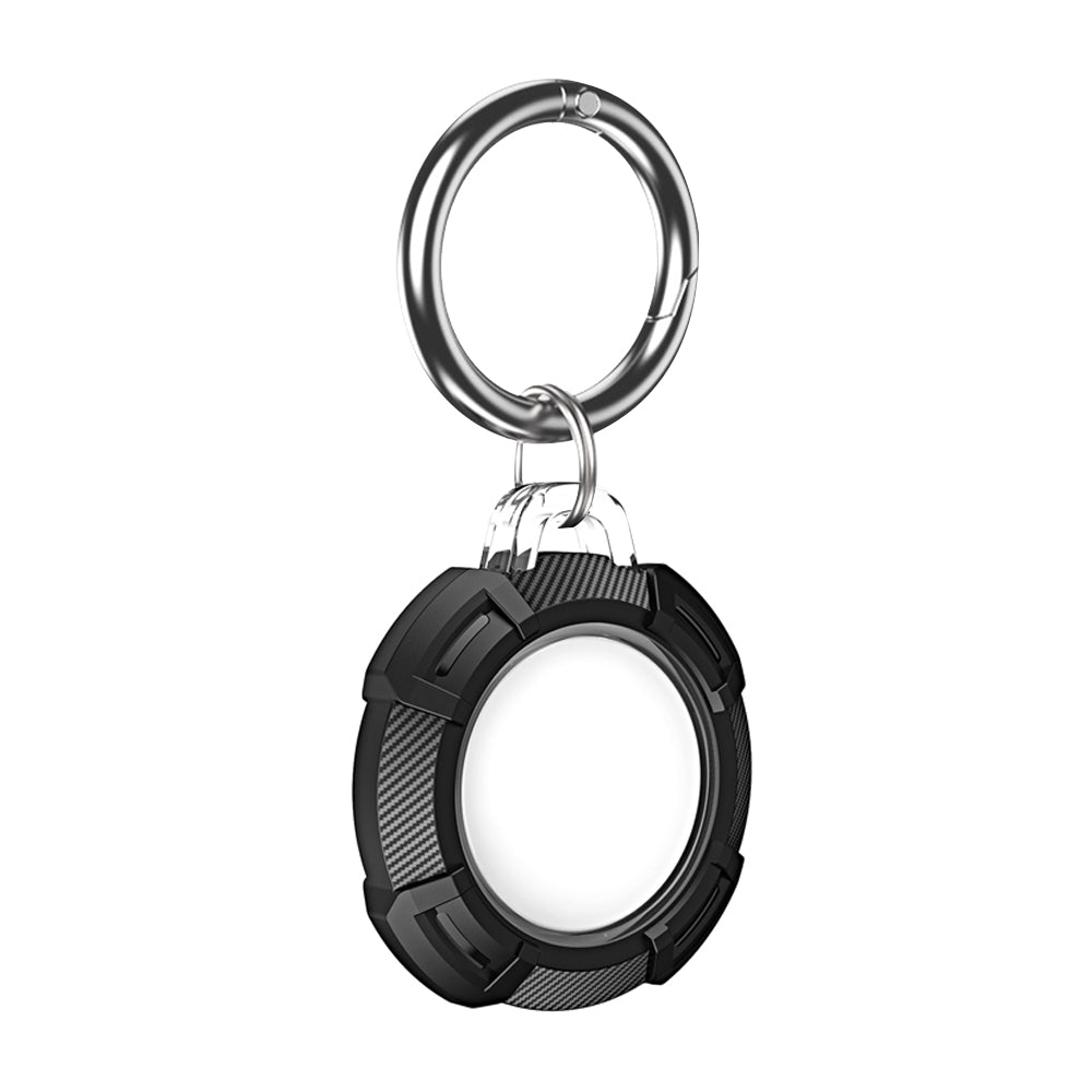 For Apple AirTag Carbon Fiber Shockproof Armor Protective Case Cover Anti-lost Holder Keyring