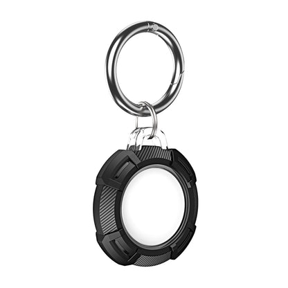For Apple AirTag Carbon Fiber Shockproof Armor Protective Case Cover Anti-lost Holder Keyring