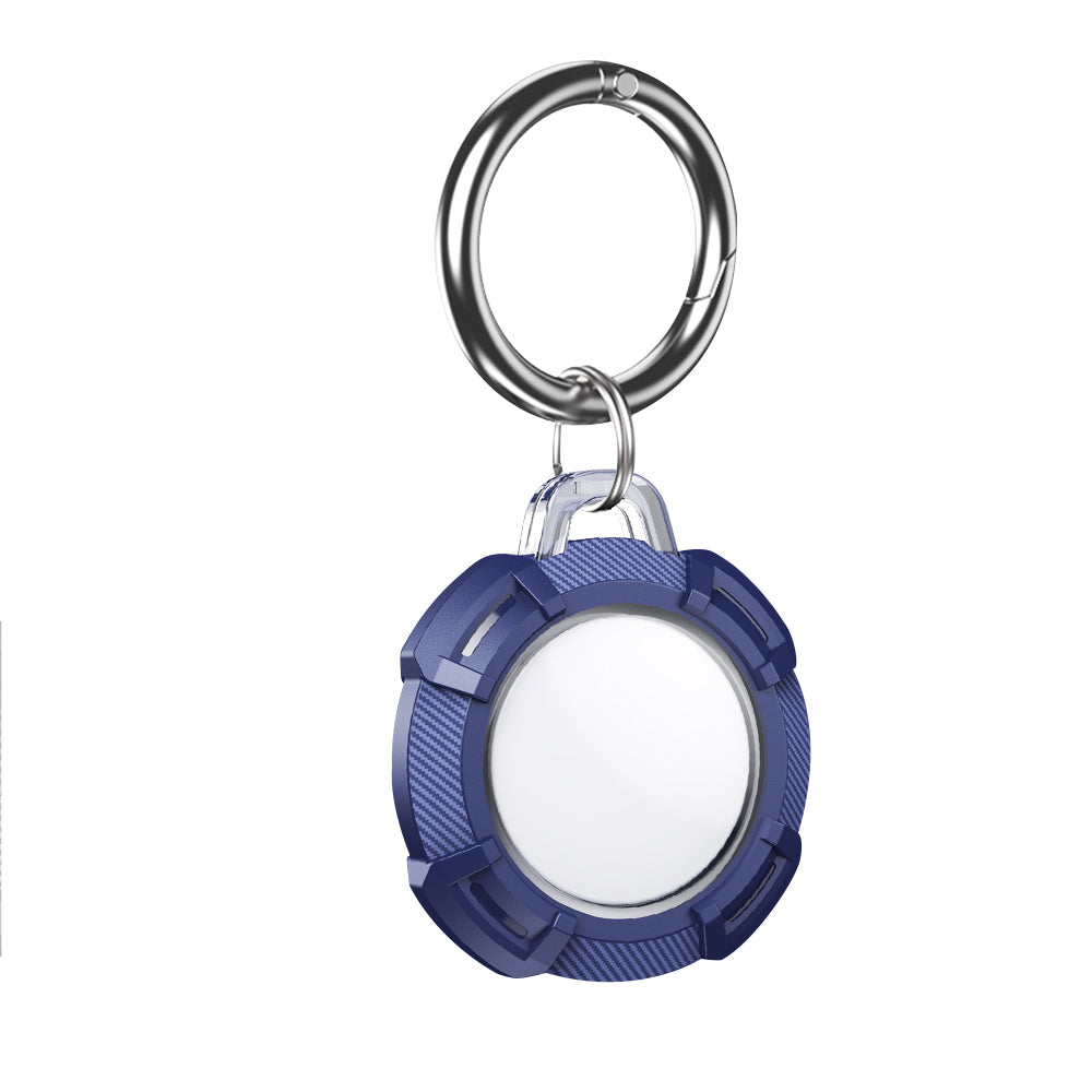 For Apple AirTag Carbon Fiber Shockproof Armor Protective Case Cover Anti-lost Holder Keyring