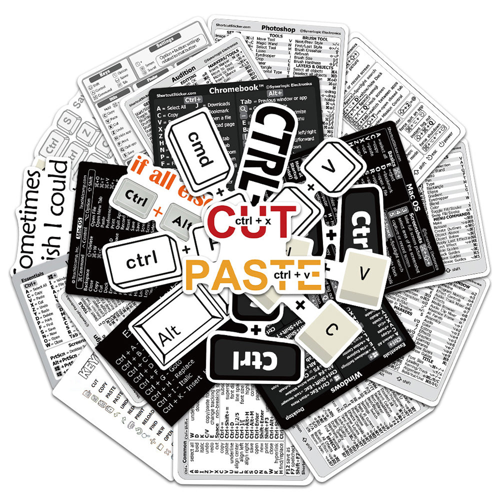60Pcs Laptop Keyboard Shortcuts Stickers DIY Phone Shortcuts Decal