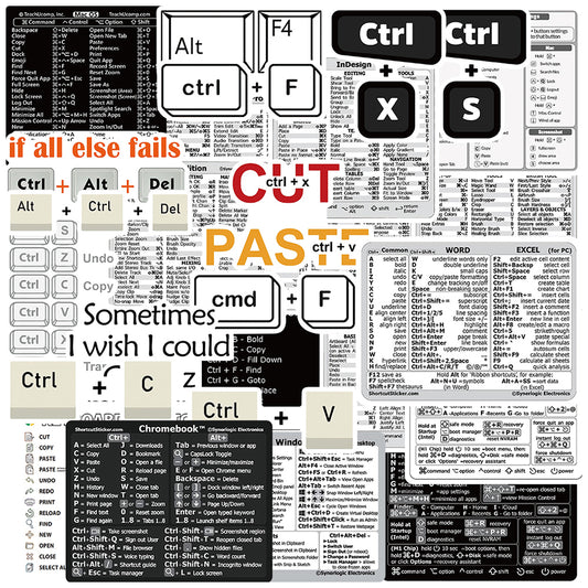 60Pcs Laptop Keyboard Shortcuts Stickers DIY Phone Shortcuts Decal