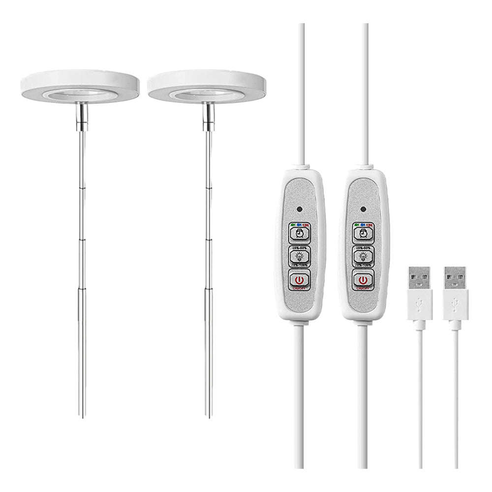 2Pcs Adjustable Full Spectrum LED Plant Grow Light Dimmable Indoor Halo Grow Lamp