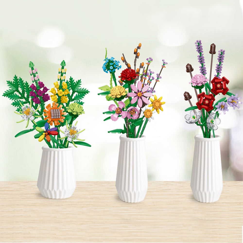 DIY Artificial Flowers Bouquet Building Blocks Set Toy Ornament