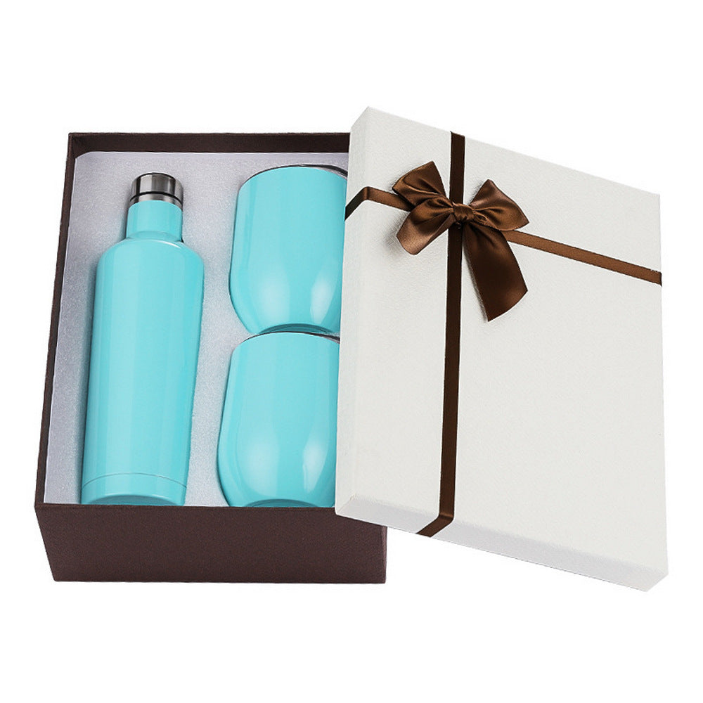 Stainless Steel Double Wall Insulated Wine Bottle with 2 Tumblers Set