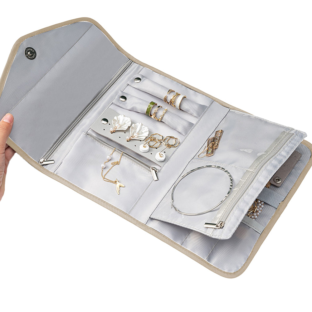 Foldable Travel Jewelry Organizer Case for Rings Necklaces Bracelets Earrings