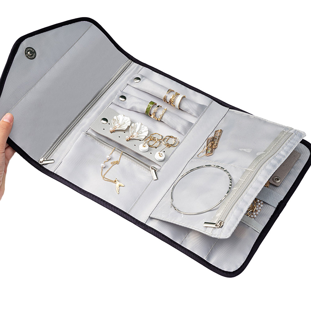 Foldable Travel Jewelry Organizer Case for Rings Necklaces Bracelets Earrings