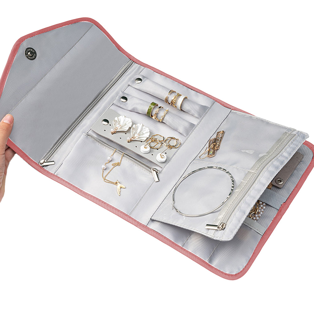 Foldable Travel Jewelry Organizer Case for Rings Necklaces Bracelets Earrings