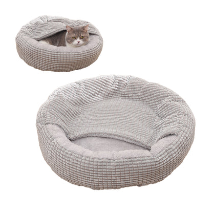 Pet Bed with Attached Blanket Hooded for Small Dogs and Cats