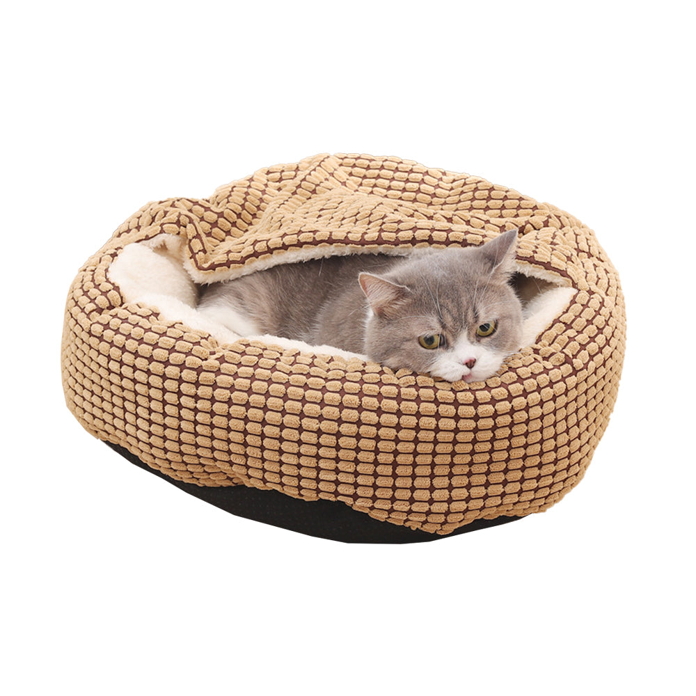 Pet Bed with Attached Blanket Hooded for Small Dogs and Cats