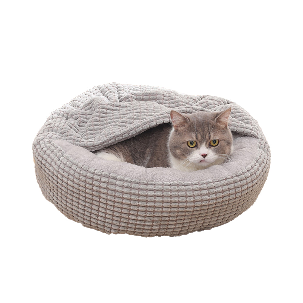 Pet Bed with Attached Blanket Hooded for Small Dogs and Cats