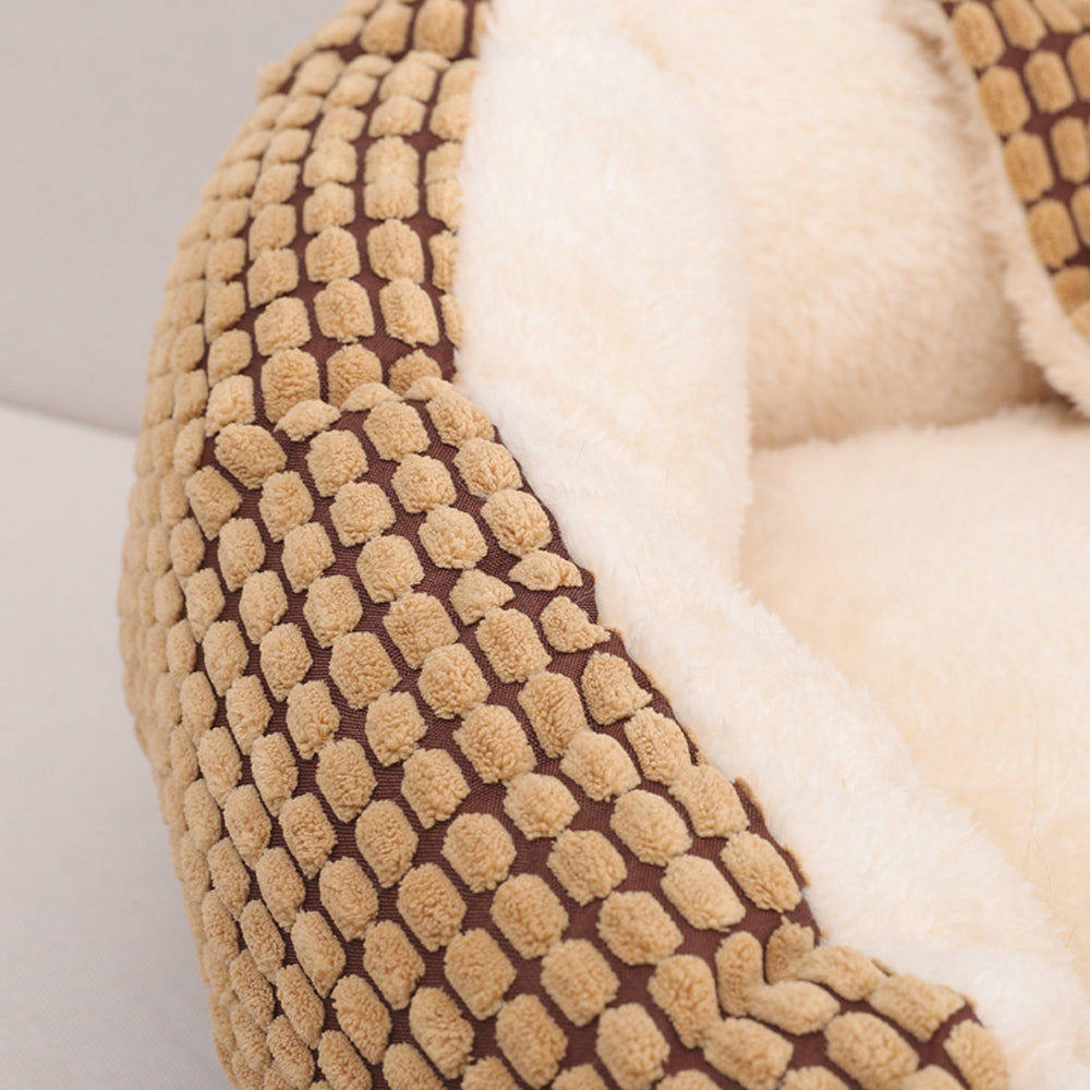 Pet Bed with Attached Blanket Hooded for Small Dogs and Cats
