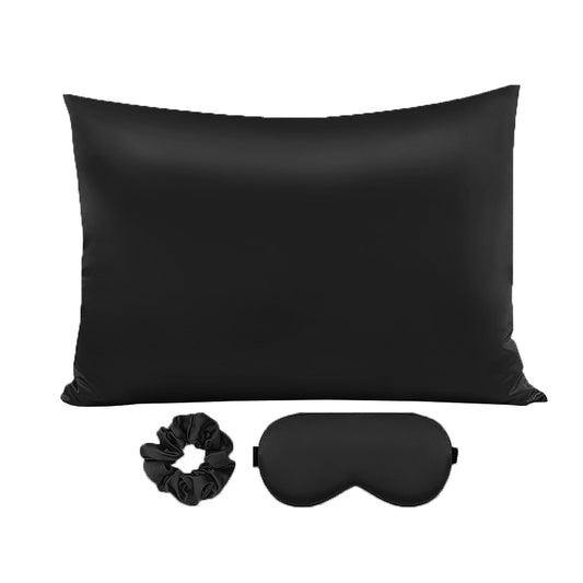 3Pcs Set Soft Pillowcase for Hair and Skin-1 Pillowcases with 1 Eye mask and 1 Hair Elastic