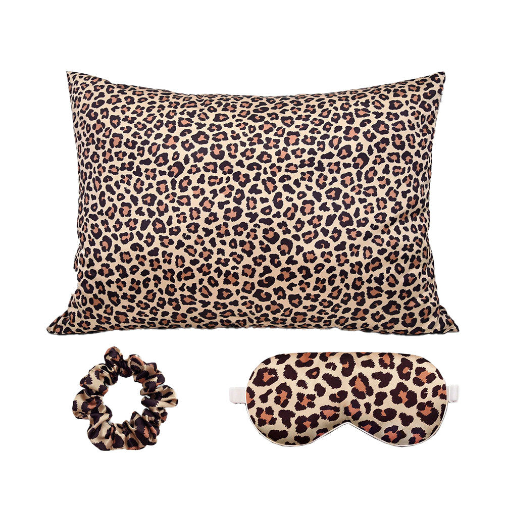 3Pcs Set Soft Pillowcase for Hair and Skin-1 Pillowcases with 1 Eye mask and 1 Hair Elastic