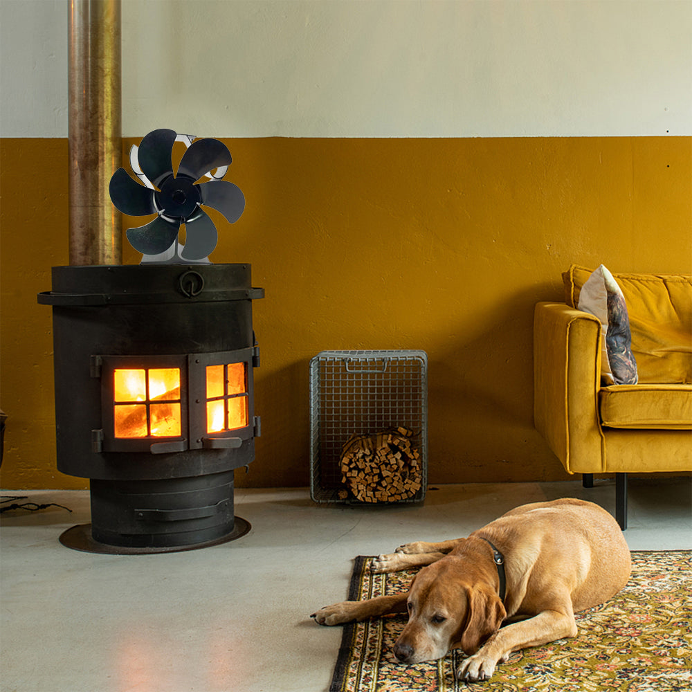 6 Blades ECO Heat Powered Wood Stove Fireplace Fan